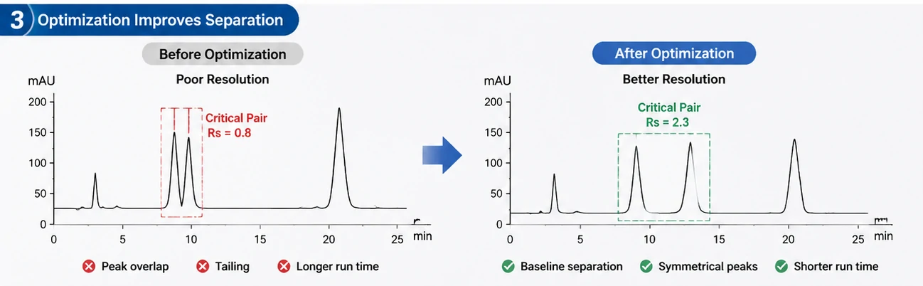 La optimización mejora la separación